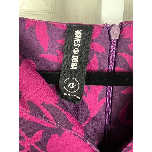 Agnes And Dora Purple Pink Floral Cap Short Sleeve Jumpsuit V Neck XS - Picture 2 of 8